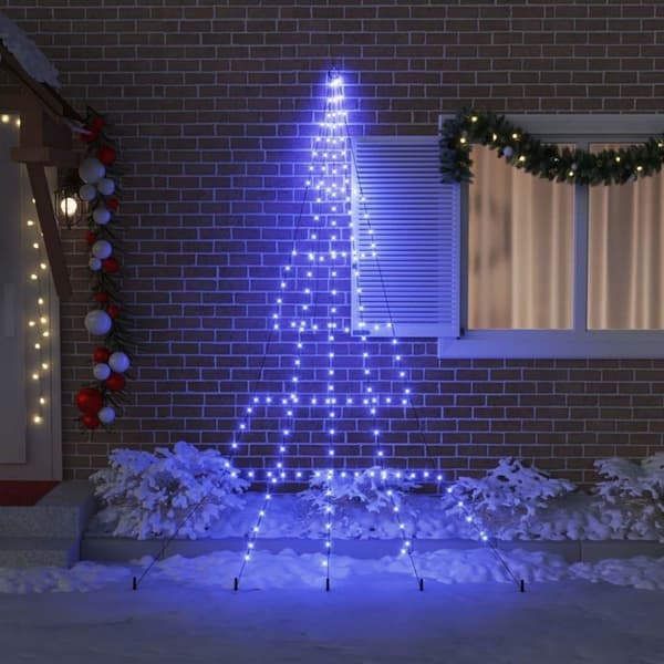 LED-joulukuusi maapiikeillä, 168 LED-valoa, sininen, 306 cm, metalli