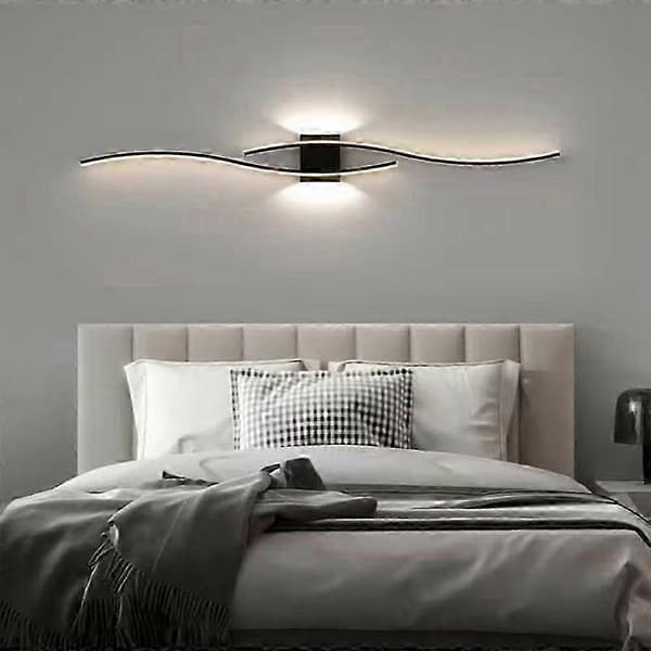 60cm Vägglampa i Järn med Dubbelriktad LED Varmt Sken för Sovrum Vardagsrum Black