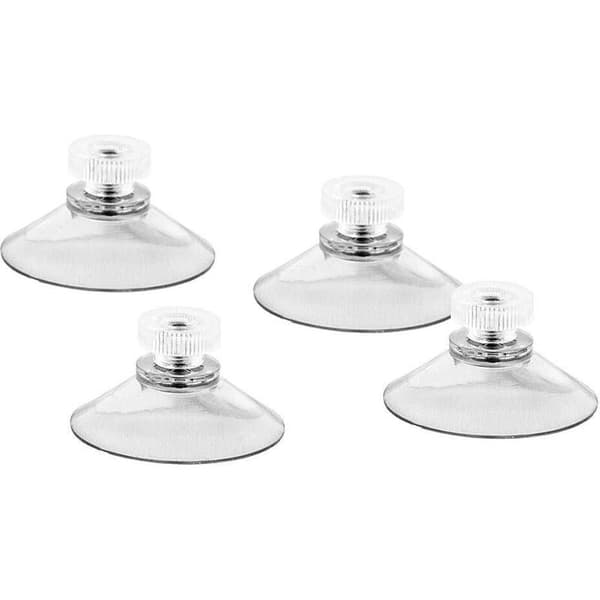 4 sugkoppar, 41 mm i diameter, med M4-gänga och transparenta räfflade muttrar