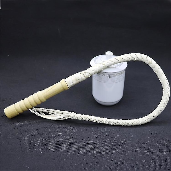 Anti-halk Läder Trähandtag, Ridpiskor, Hästsportsutrustning 80cm Wooden White