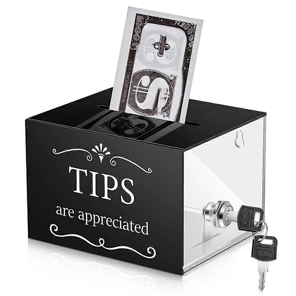 Tipsbokser for penger 15 x 10 x 13 cm Tipssamleboks med lås Donasjonsforslagsboks for tipsoppbevaring