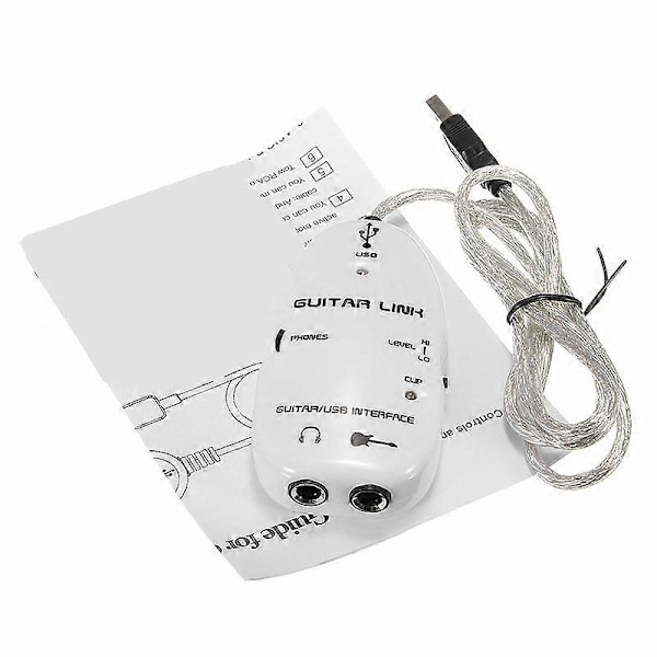 6.3mm Jack till USB Gitarrlänkkabel Adapter Gitarr till PC Inspelning Uppspelning Gitarreffekter Kabel US