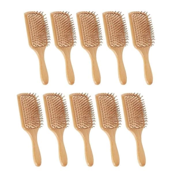 10-pack bambuhårborstar, hårbottenmassage, antistatiska, för gör-det-själv-gravyr, jul- och tacksägelsepresent