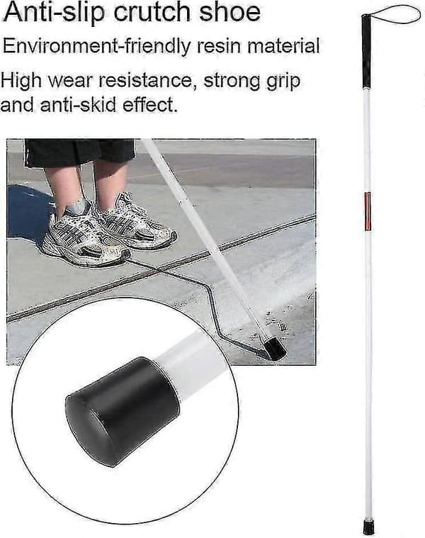 Foldbar stok til blinde, 124 cm 4-sektioner
