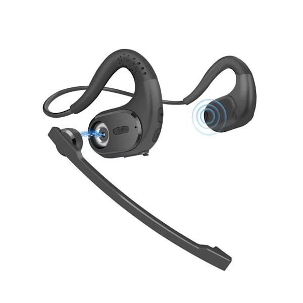 Bluetooth Headset til telefonopkald, trådløst headset med DSP støjreducerende mikrofon til PC Laptop kontormøde løb cykling, 12 timer
