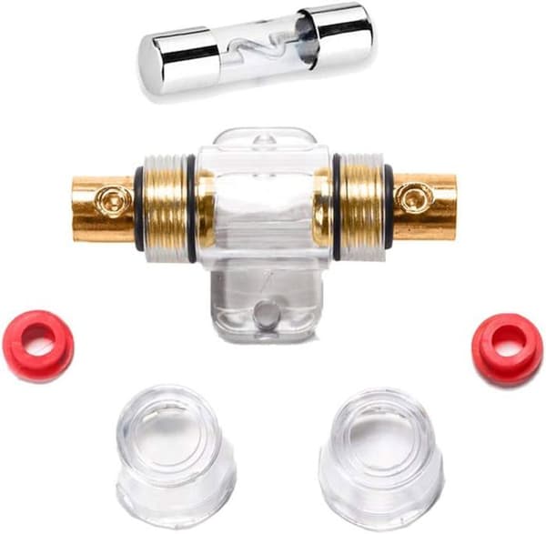 2 stk. AGU-sikringsholder med 60A AGU-sikringer for bilstereo, alarm, forsterker og kompressor