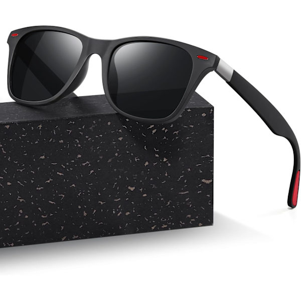 Aurinkolasit Miehet Unisex Polarisoidut Aurinkolasit Mustat Häikäisynestolinssit Klassiset Erittäin Kevyet Neliön Muotoiset Ajo- Vaellus Golf Kalastus Black and red