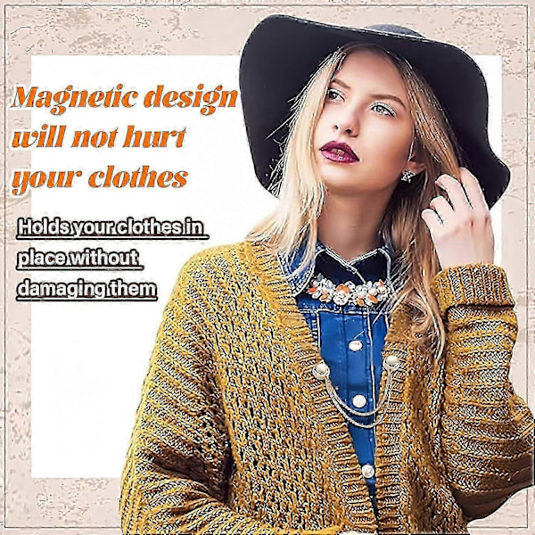 4 st Multifunktionella Magnetiska Klädnypor, Starkaste Magnetiska Knappklämmor, Multifunktionell Magnetisk Nålös Brosch för Kvinnor Rose Gold