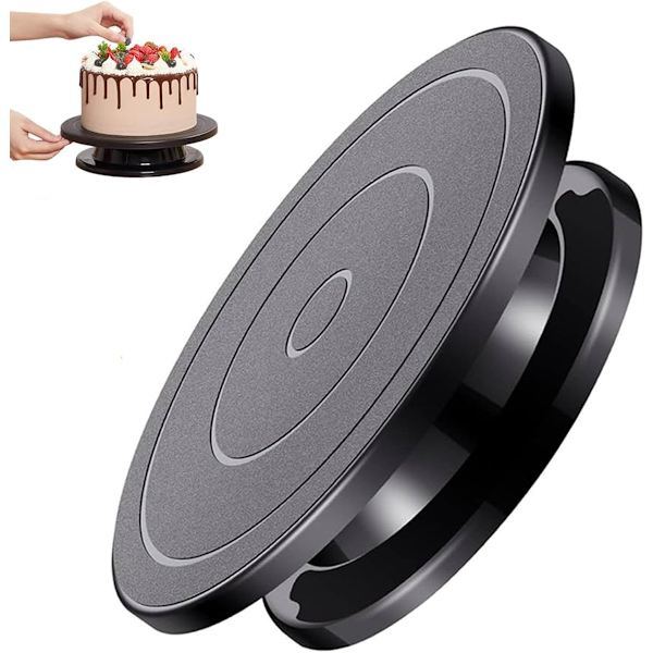 ING Kagefad - Roterende Kagefad - Kagefad med Base - Kagespinner - Diameter 27,5 cm - Sort