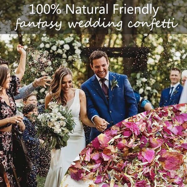 100g naturlige kronblader og konfetti til bryllup, tørkede roseblader til å kaste, bryllupsdekorasjoner