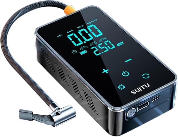 Genopladelig Mini Elektrisk Luftpumpe til Dæk, 5V 1A med Digital Display, 14,5 x 8 x 4,6 cm, Sort