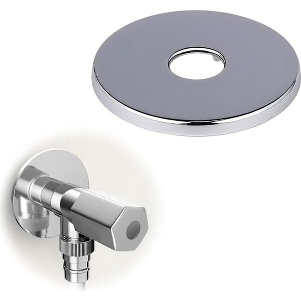 2-delt sølv kranrosett, 21 mm (1/2\") diameter - flat kranrosett i rustfritt stål 80x5mm - veggmonteringssett for dusjbatteri