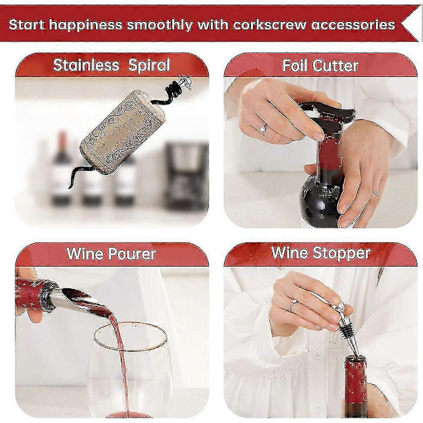 Vinöppnare Set Premium Läderbox Kanin Korkskruv Vinöppnare, Vinkork