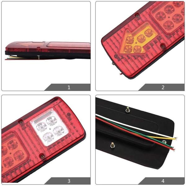 2x LED baglygter, 19 LED'er, 12V, til lastbiler, campingvogne, varevogne, bådtrailere