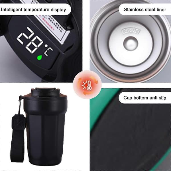 Resemugg för kaffe - Spillfri, kaffekopp i rostfritt stål med lock, vakuumförseglad bärbar termosmugg