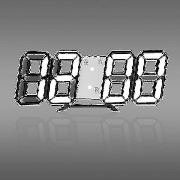 Moderni 3D-seinäkello LED Digitaalinen USB Elektroninen Kello Seinällä Valoisa Herätyskello Pöydälle