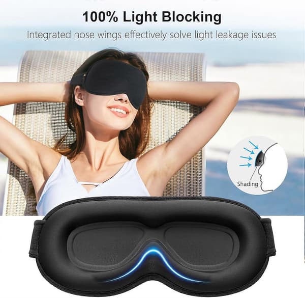 Mörkläggande Sömnmasker för Kvinnor & Män - Sovmask med Noll Ögontryck - Ergonomisk Design 3D-utskärning