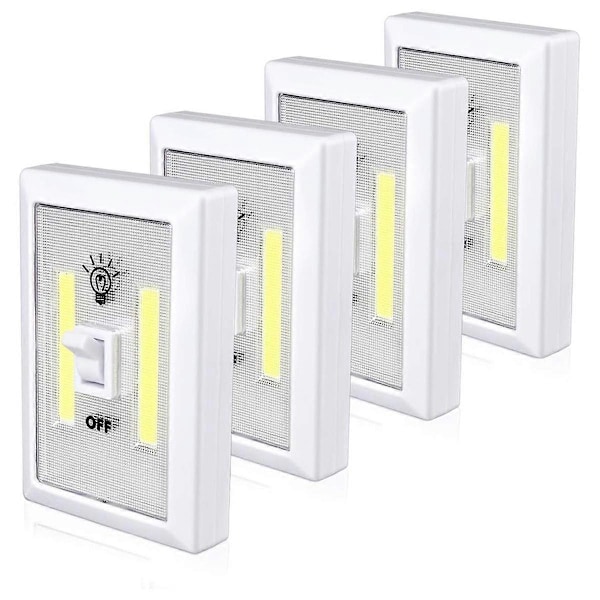 4-pack Skåplampa, Batteridriven Trycklampa, Superstark Strömbrytare Lampa, Väggmonterad Under Skåp