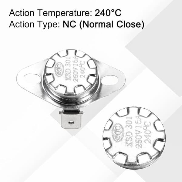 KSD301 Temperaturafbryder - 4 Stykker - Keramisk - 240°C Normalt Lukket - Mikrobølgeovn