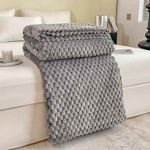 Fleece-torkkupeitto kotiin sohvalle tai sänkyyn, pehmeä ja pörröinen flanellipeitto grey 70*100cm