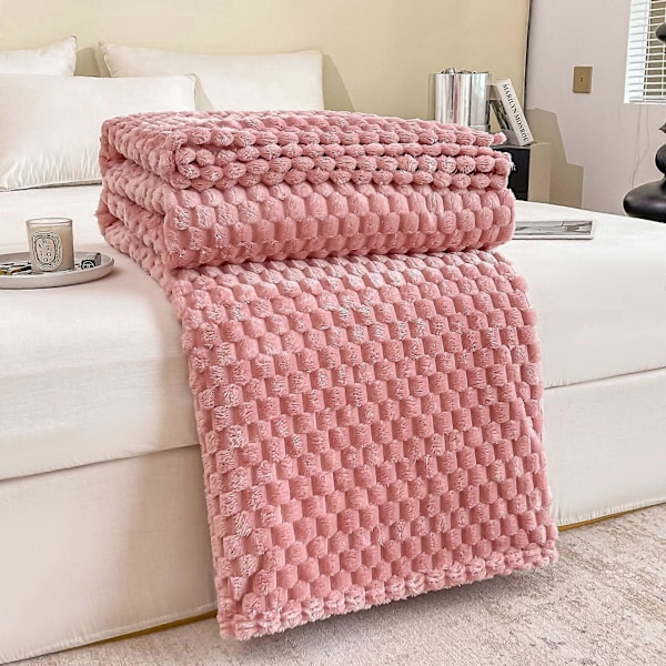 Fleece-torkkupeitto kotiin sohvalle tai sänkyyn, pehmeä ja pörröinen flanellipeitto Pink 120*200cm
