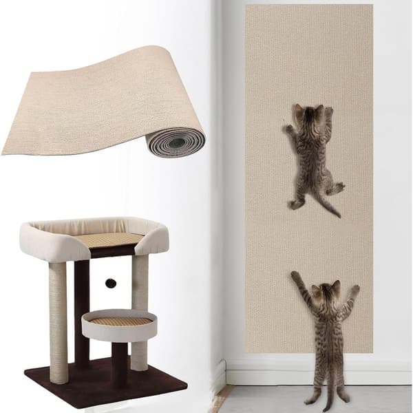 Selvklebende klorebrett, khaki katteklormatte, katteklormatte, katteveggmatte, katteklorebrett, katteklorevegg (200 cm x
