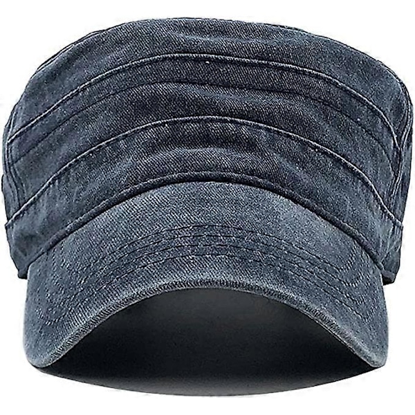 Unisex Vintage Militär Armé Keps Platt Justerbar Basebollkeps Grå navyblue