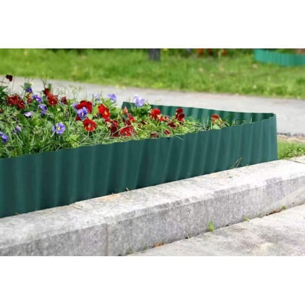 15 cm hög rabattkant | 9 m | Grön | Trädgårdskant | Plastgräskant | Gräskant | Trädgårdskant