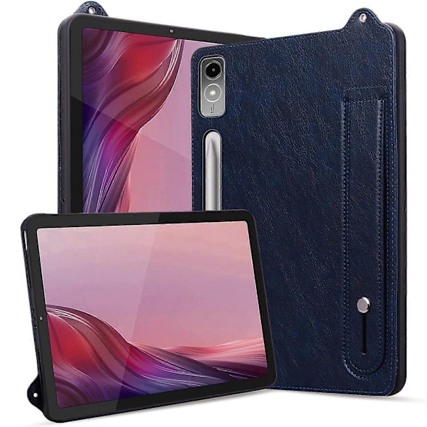 Fodral för Lenovo Tab P12 med Handrem, Stativ, Läder - Blå Multicolor Blue