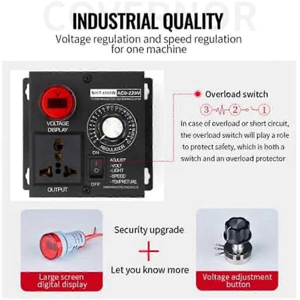 AC Motor Hastighetskontroller 120V, Variabel Hastighetskontroller Viftehastighetskontroller, Motor Variabel Volta