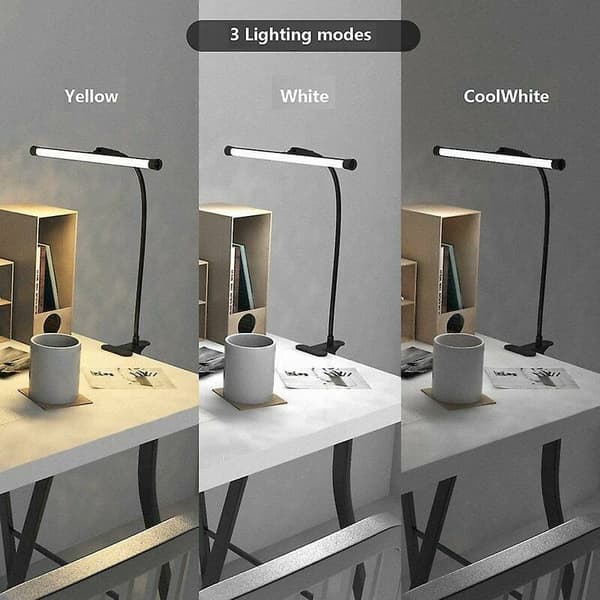 7W USB clip-on lampe kabel, børnebordslampe, 3 farver og 10 lysstyrkeniveauer