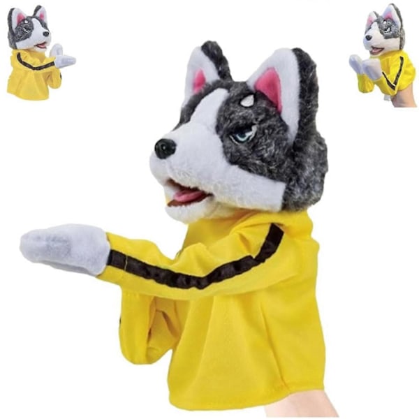 Kung Fu -eläinlelu Husky-hanskat nukke, lasten pehmolelut, 2024 uusi ääntävä nyrkkeilykoiran käsinukke lelu äänellä ja nyrkkeilytoiminnolla, nyrkkeily 2pcs
