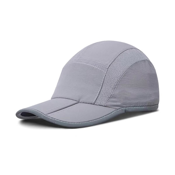 Lång Keps Unisex Solskydd Anti-UV Bra Andningsförmåga Ihålig Mesh Vikbar Reflexremsa Svettabsorberande Band Snabbtorkande Sportmössa Löpning Light Grey