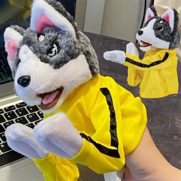 Kung Fu -eläinlelu Husky-hanskat nukke, lasten pehmolelut, 2024 uusi ääntävä nyrkkeilykoiran käsinukke lelu äänellä ja nyrkkeilytoiminnolla, nyrkkeily 2pcs