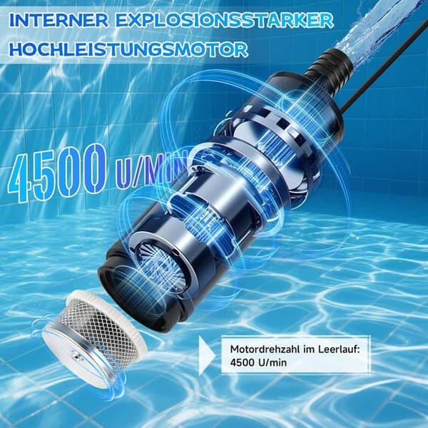 Dykpumpe - 1 enhed - Til Bosch 18V batteri - Flowhastighed 30 L/min - Have, Pool, Camping - Kompakt