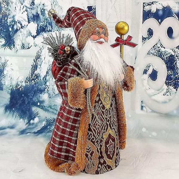 32 cm realistisk julemandsfigur med LED-belysning, julepynt, plysdukke