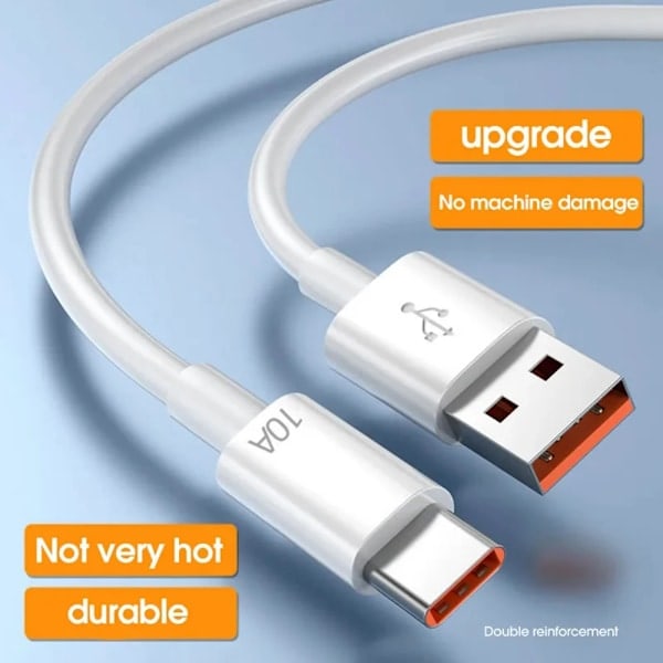 USB Type C Kabel 10A Hurtig Opladning Ledning Mobiltelefon USB Linje til iPhone 15 Xiaomi Redmi Samsung Poco f5 USB C Datakabel Ledning 10A til Type C