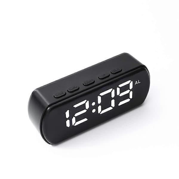 LED-väckarklocka med helskärm, klassisk digital elektronisk väckarklocka White