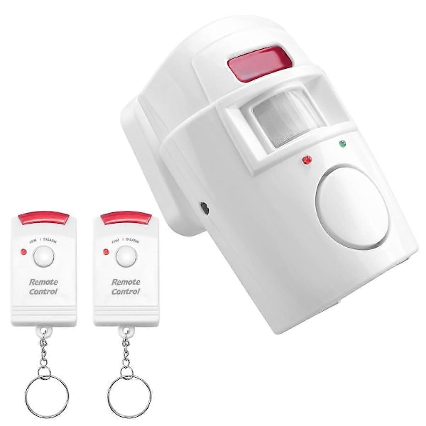Infrarød Bevægelsessensor Alarm - Tyverialarm med 2 Fjernbetjeninger, Egnet til Hjem/Garager/Butik