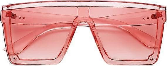 Firkantede Oversized Solbriller til Kvinder Mænd Mode Flad Top Store Ramme Shades Transparent Pink