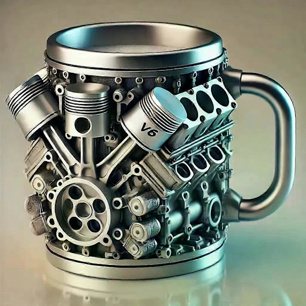 Personlig Rostfri Mugg - V8 & V6 Motordesign, Tålig & Stilren, Perfekt för Bilentusiaster A