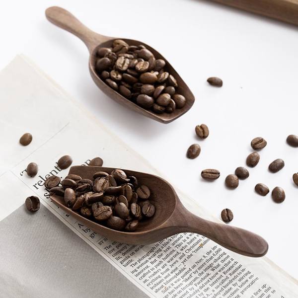 Svart Valnöt Helt Trä Grävande Kaffeböna Sked Te Skopa Träskopa Trä Kaffeskeda