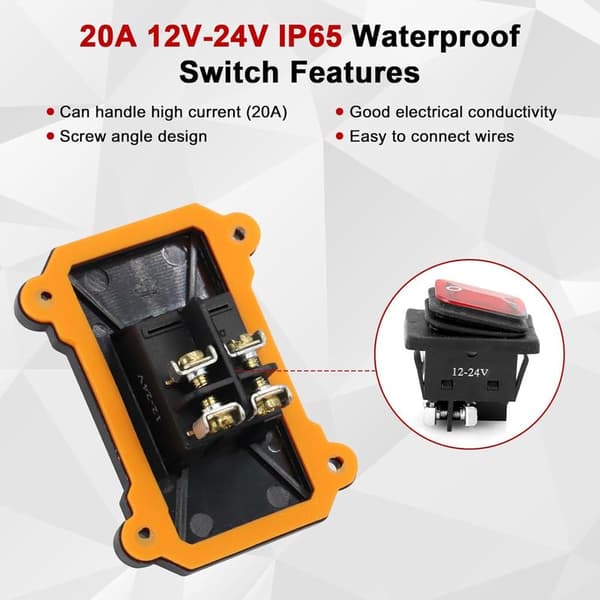 IP65 Vandtæt Kabelafbryder 30A 12V-24V AYWHP DPST 4-benet 12V