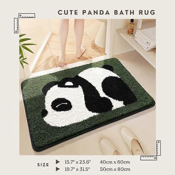 Søde Panda Badeværelsestæpper Søde Bademåtter Tegneserie Gulvmåtter, Absorberende Blød Bademåtte, Maskinvaskbar Tørbar Måtte 50 x 79 cm Dumb