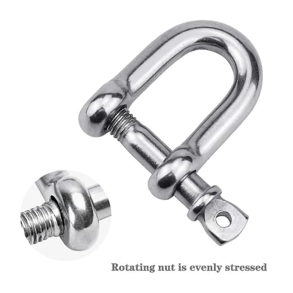 4 st D-schackel M8 D-länkar Krok Schackelklämma 304 Rostfritt Stål D-ring Schackellås Skruvschacklar för Tung Rigging, Dragning, Camping