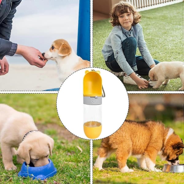Hundvattenflaska - Hunddricksflaska Vattenskål, Valpdricksflaska med Matbehållare, Hundvattendispenser, Portabel Hund