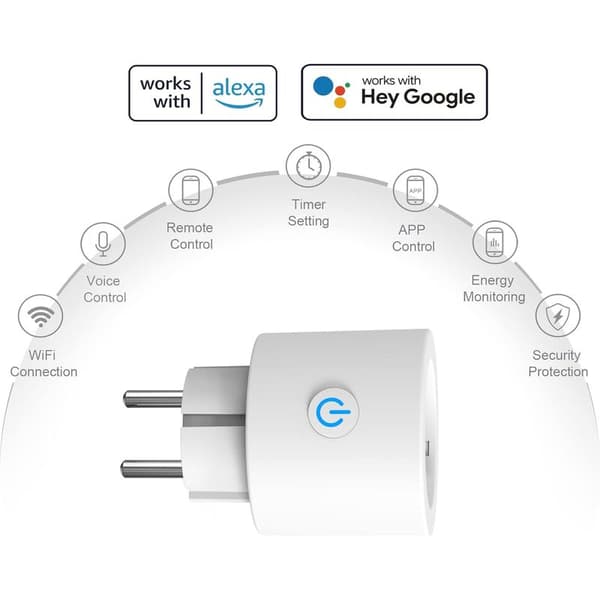 Energiförbrukningsmätning av 16A WiFi smartplugg, smartplugg kompatibel med Alexa/Google Home, appkontroll, scheman och timer