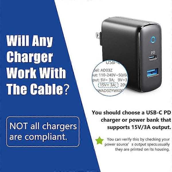 for Surface til USB C opladerkabel til Surface Pro 3/4/5/6/7, Surface Laptop 3/2/1, Surface Go