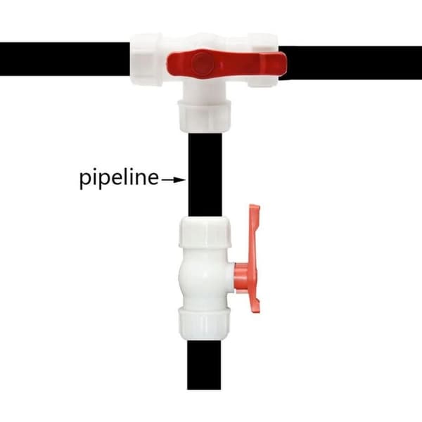 Rörkopplingar, kulventil, 1 stycke, vattenrörskoppling, plastkulventil, 3-vägs snabbkoppling, T-typ PVC PE, snabbanslutning 25 mm