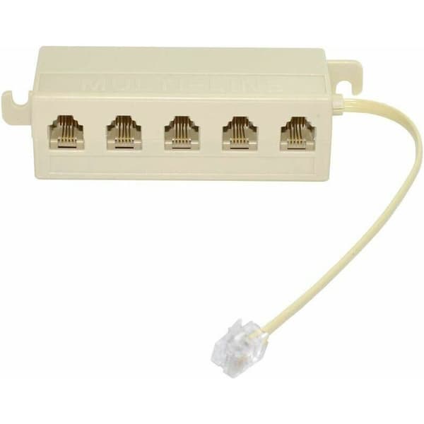 6P4C RJ11 Telefon Modular Jack Linjedelare Adapter Beige 1-in-5-ut